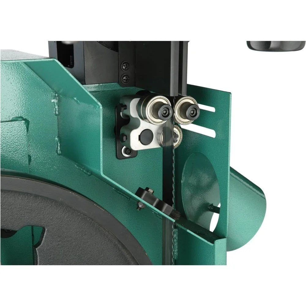 Casavibeo 21-inch industrial bandsaw G0531B with 5 HP motor and brake, showing the machine's sturdy frame and cutting blade.