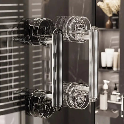 Belro door handle with suction cup for practical handling, shown attached to a light bulb in a lighting setup.