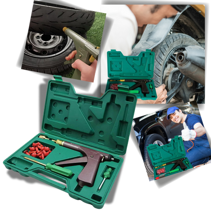 Belro universal tire puncture repair kit with tools and rubber plugs for quick tire repairs at home or in the garage.