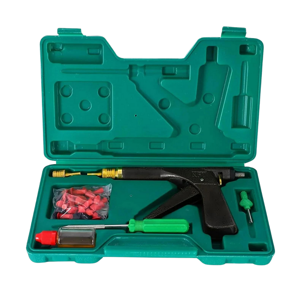 Belro universal tire puncture repair kit with tools and patches for quick home and garden vehicle tire repairs.