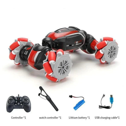 Belro gesture control stunt car for automotive, showing a sleek remote-controlled motorcycle stunt vehicle in action.