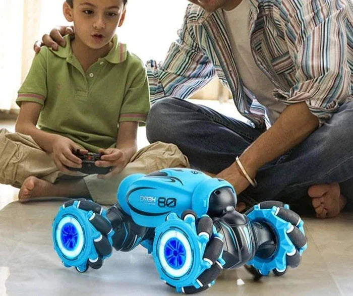 Belro gesture control stunt car with sleek design, remote control, and flexible wheels for performing stunts and tricks.