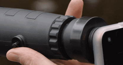 Close-up of the BowLift Ultra-Zoom Monocular with 600x HD lens, compact design ideal for hiking and birdwatching.
