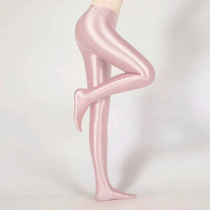Glossy opaque shiny high-waist sexy stockings by Belro, featuring high elasticity and a sleek, form-fitting design.
