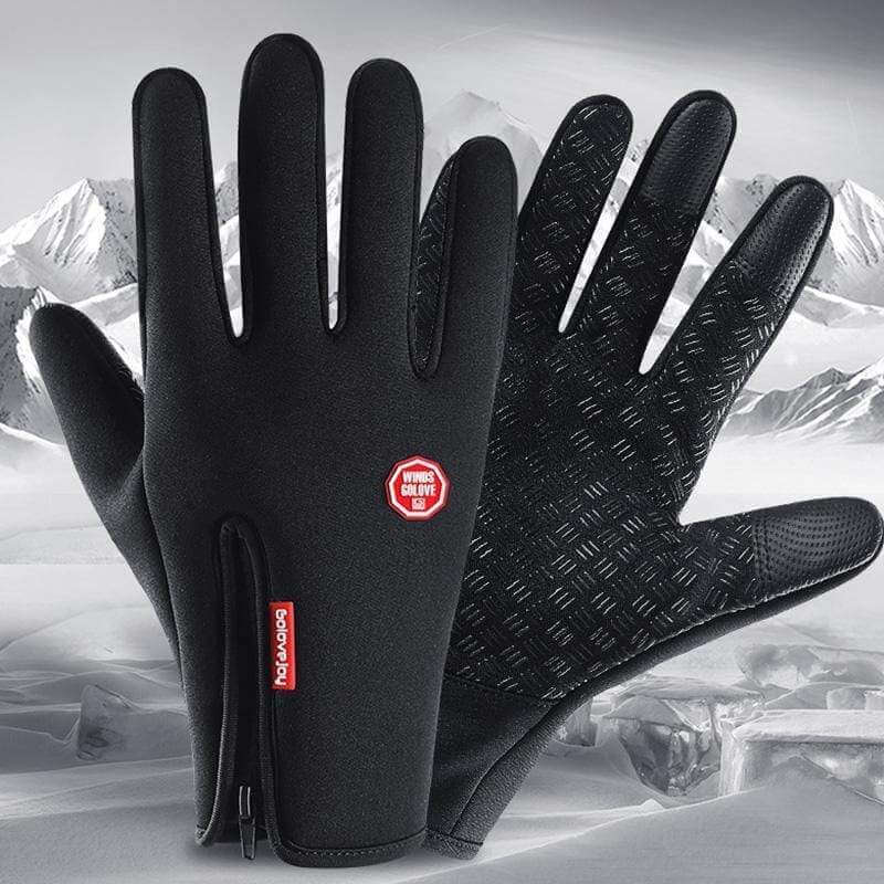 BowLift waterproof windproof gloves with thermal lining and touchscreen fingertips, ideal for outdoor winter activities.