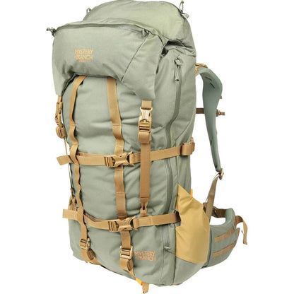 Casavibeo Mystery Ranch Metcalf 75 backpack, showing its durable fabric, multiple compartments, and adjustable straps.