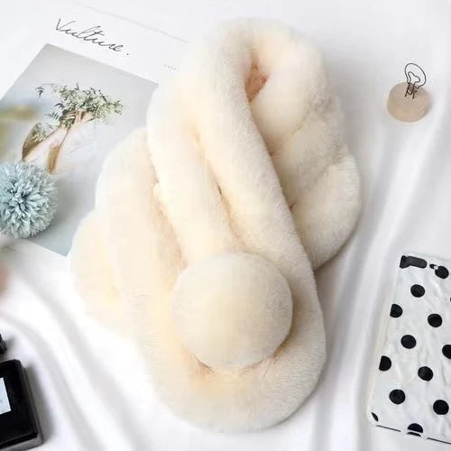 Belro plush faux fur winter scarf in gold, soft and cozy clothing accessory with a luxurious furry texture.