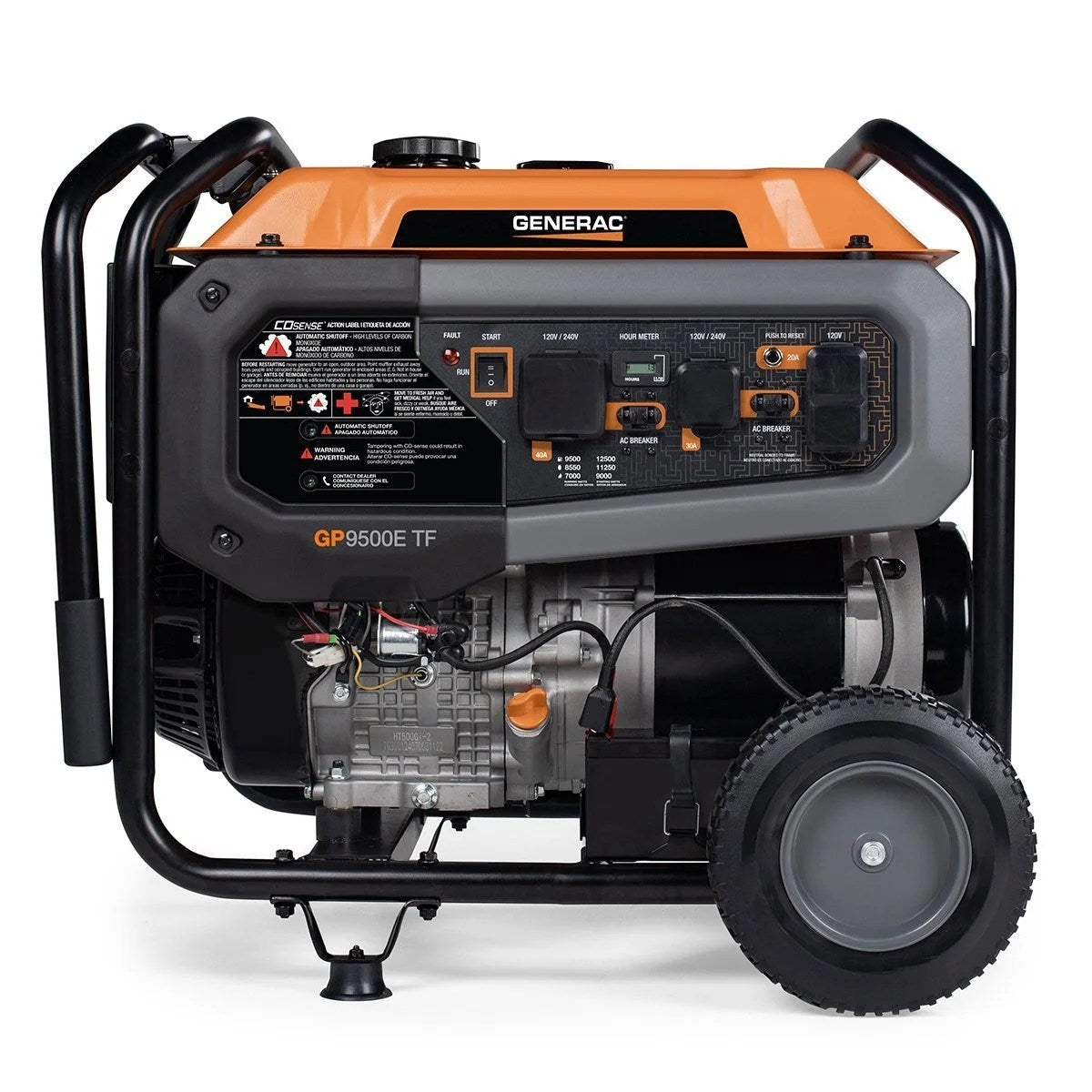 Casavibeo GP9500E Tri-Fuel Portable Generator with digital control panel and sturdy handle for outdoor use.