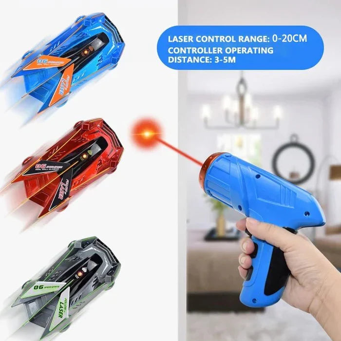 Belro Gravity-Defying Laser RC Car toy with sleek design, showcasing its ability to hover and perform stunts in mid-air.