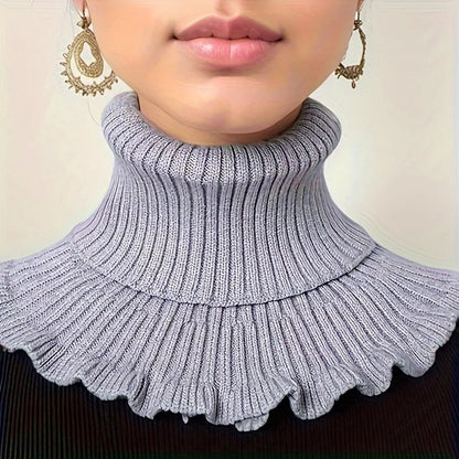 Gray Belro knitted turtleneck neck scarf for women, stylish and cozy accessory for cold weather.