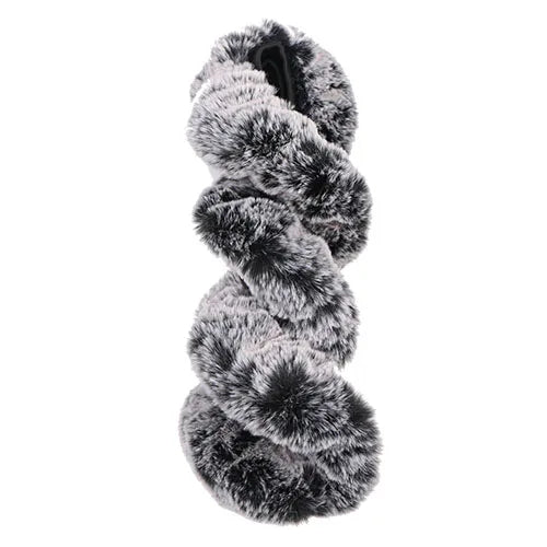 Gray plush winter car steering wheel cover by Belro, soft and cozy fabric for comfortable driving in cold weather.