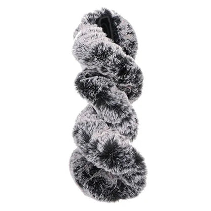 Gray plush winter car steering wheel cover by Belro, soft and cozy fabric for comfortable driving in cold weather.