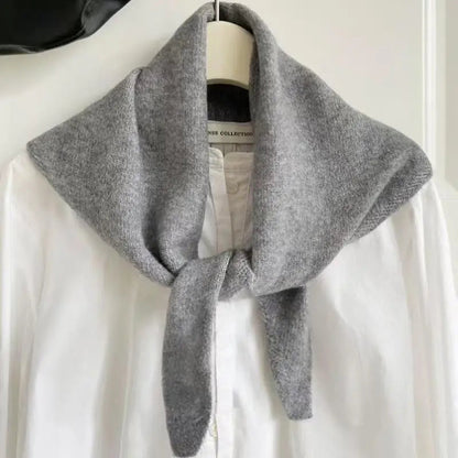 Gray Korean style knitted scarf for women by Belro, cozy winter accessory featuring a textured knit pattern.