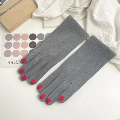Gray Belro touch screen winter gloves with nail polish design, stylish accessories with touchscreen compatibility.