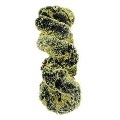 Green plush winter car steering wheel cover by Belro, soft and cozy fabric designed for winter driving comfort.