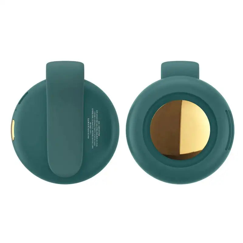 Green Belro portable waist fan with bladeless handheld design, ideal for outdoor use and personal cooling.
