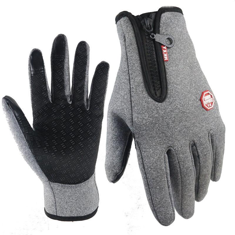 Grey Belro ultra-thin thermal gloves with touch screen fingertips, designed for unisex winter fleece glove accessories.