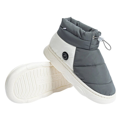 Belro heated grey boots with adjustable foot warmers for cozy, warm footwear in cold weather.