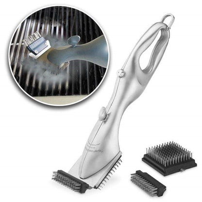Belro stainless steel BBQ cleaning brush with ergonomic handle and brass bristles for easy grill maintenance.