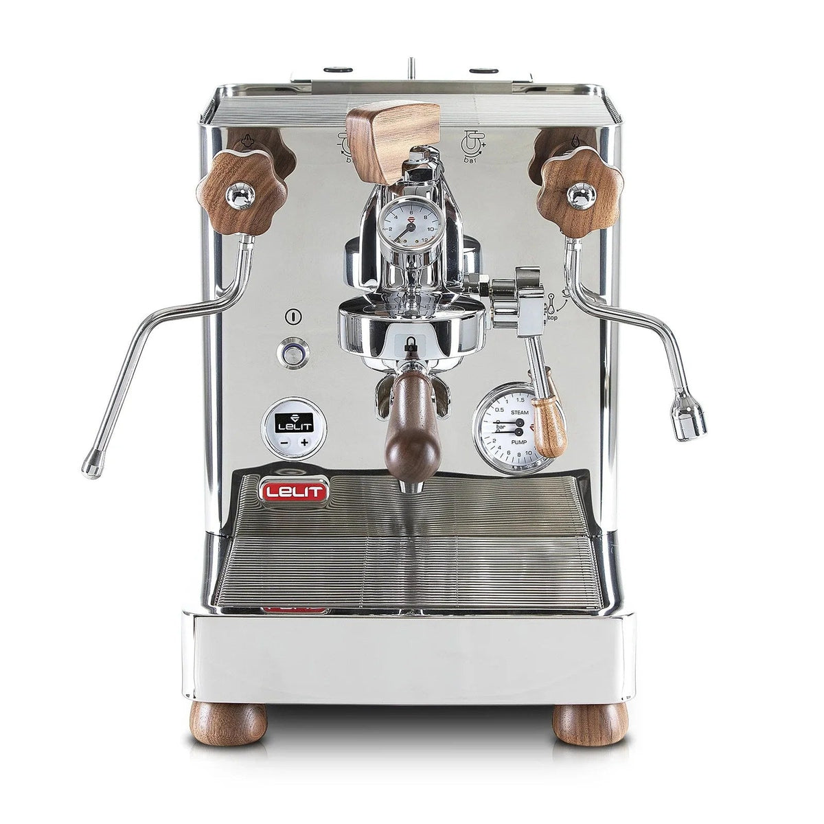 Lelit Bianca V3 espresso machine by Casavibeo showing stainless steel body, dual boilers, and portafilter on a countertop.