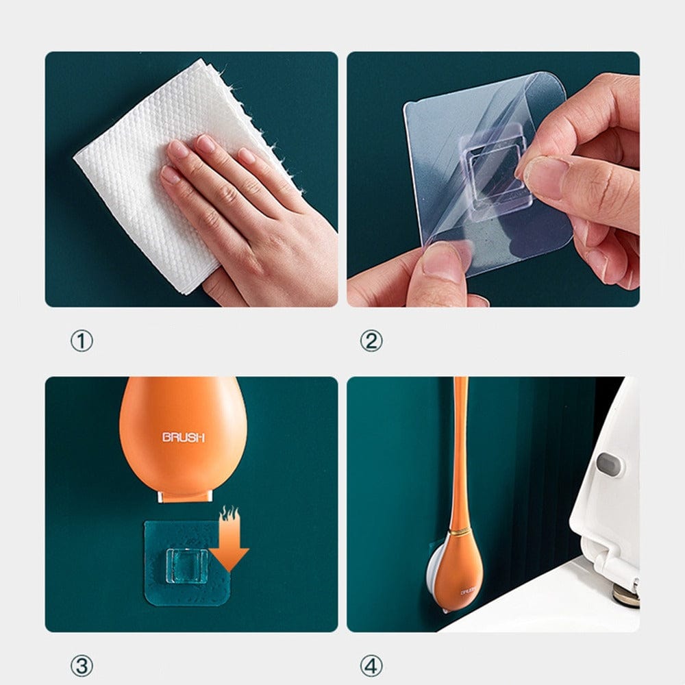 Flexible silicone toilet brush from Belro with ergonomic handle, designed for easy cleaning in bathroom toilets.