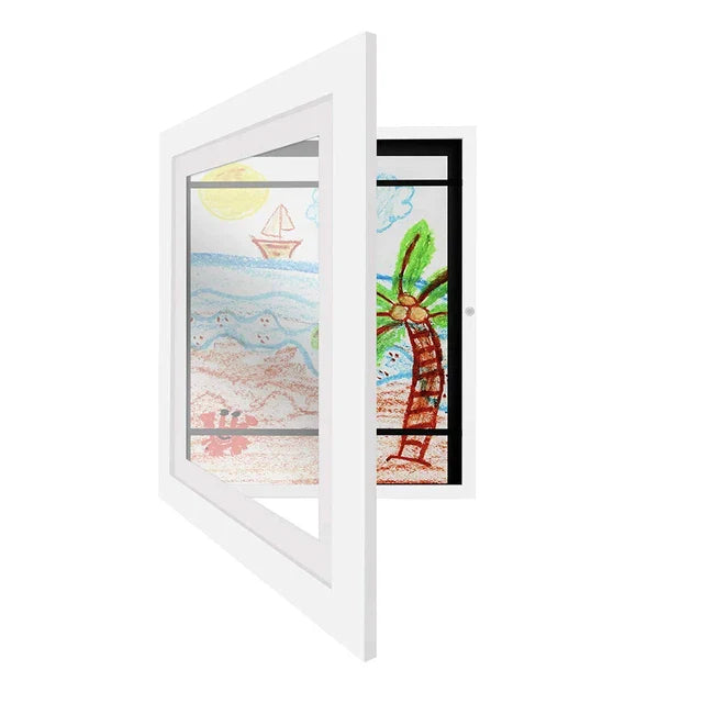 Belro picture frame showcasing space for up to 150 drawings and artworks, ideal for home decor and art display.