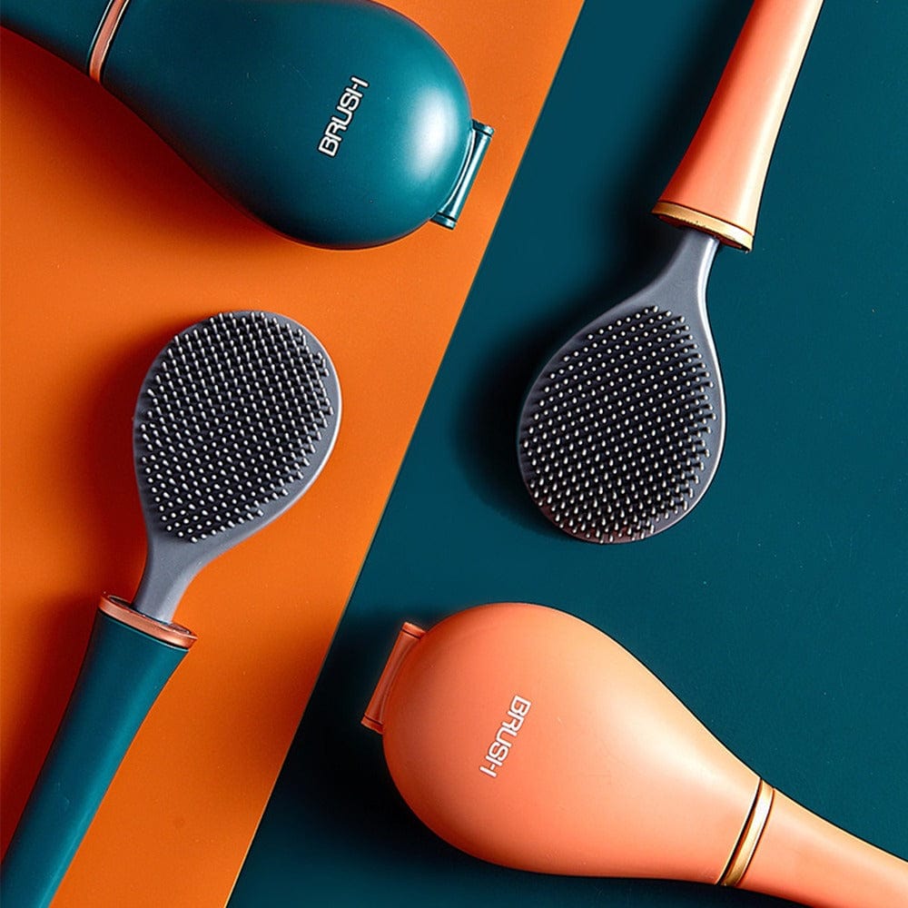 Flexible silicone toilet brush by Belro with a curved handle and silicone bristles, designed for easy cleaning and durability.