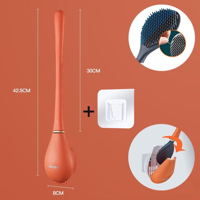 Flexible silicone toilet brush by Belro with a curved handle and silicone bristles, ideal for cleaning toilets and bathroom fixtures.