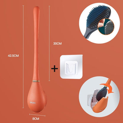 Flexible silicone toilet brush by Belro with a curved handle and silicone bristles, ideal for cleaning toilets and bathroom fixtures.