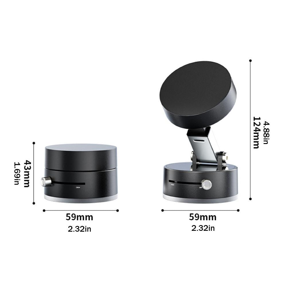 Magnetic car phone holder by Belro attached to a vehicle dashboard, holding a smartphone securely for easy access.