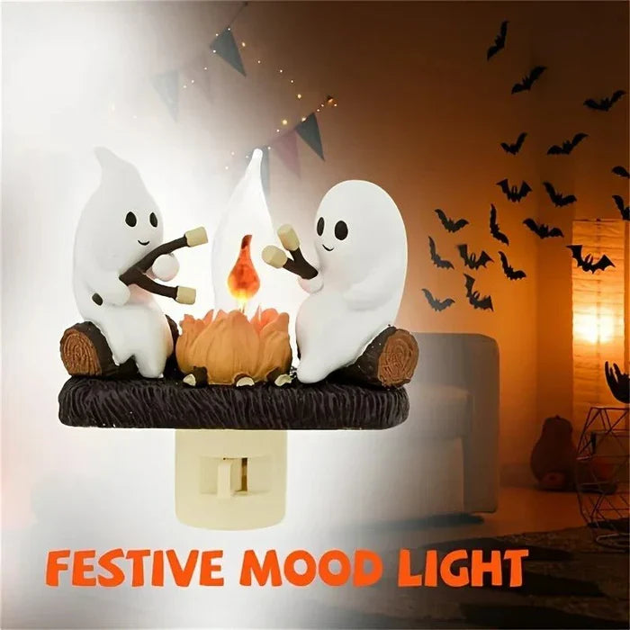 Belro Halloween Ghost Bonfire Night Light with flickering flame effect, perfect for spooky campfire ambiance or nighttime decor.