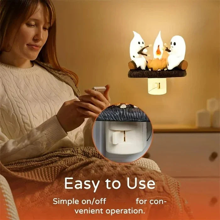 Belro Halloween Ghost Bonfire Night Light with flickering flame effect, perfect for spooky campfire ambiance and nighttime illumination.