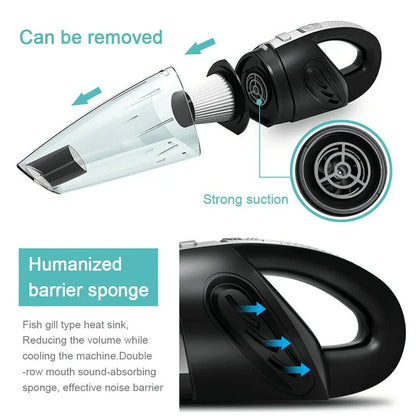 Belro handheld cordless vacuum cleaner with USB, 120W, 4000PA, suitable for car, home, pet hair, wet and dry cleaning.