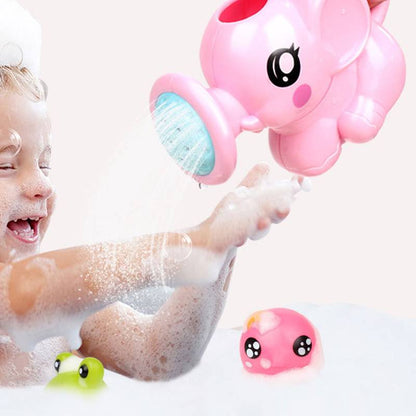 Colorful Belro baby bath toys set with floating and squeaky toys for infants and kids in a bathtub.