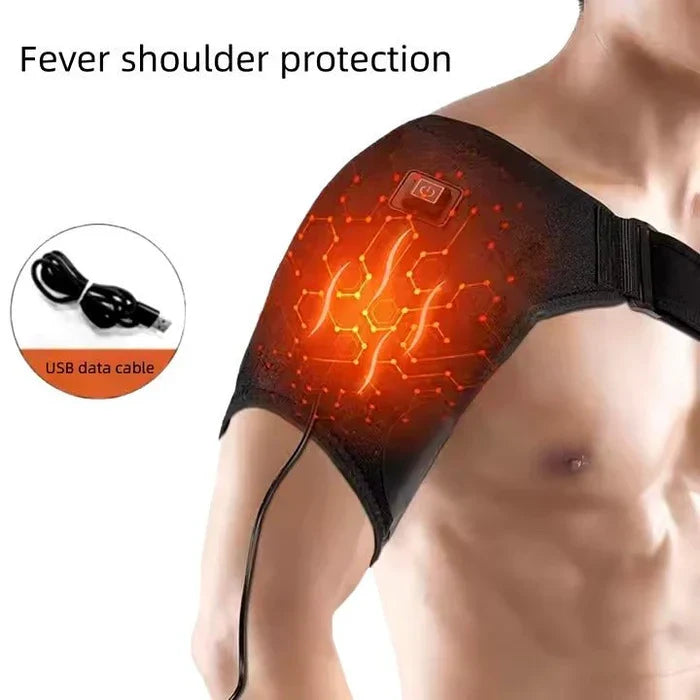 Belro heat therapy shoulder brace with adjustable strap, heating pad for shoulder pain relief, frozen shoulder, bursitis, tendinitis support