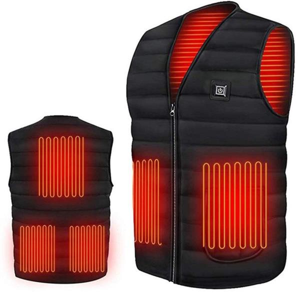 Belro heated vest in black, lightweight activewear with heating elements visible, designed for outdoor warmth and comfort.