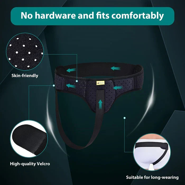 Belro hernia belt with supportive straps, designed for active individuals seeking abdominal hernia relief.
