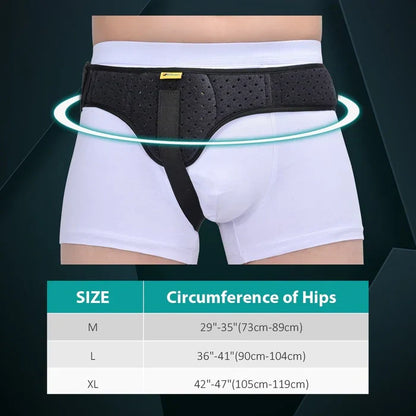 Belro hernia belt with adjustable suspenders for support and comfort during physical activity.