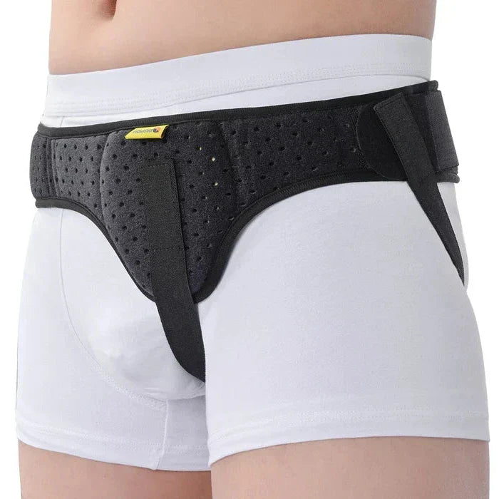 Belro hernia belt, an adjustable support brace designed for active individuals, shown in a close-up image.