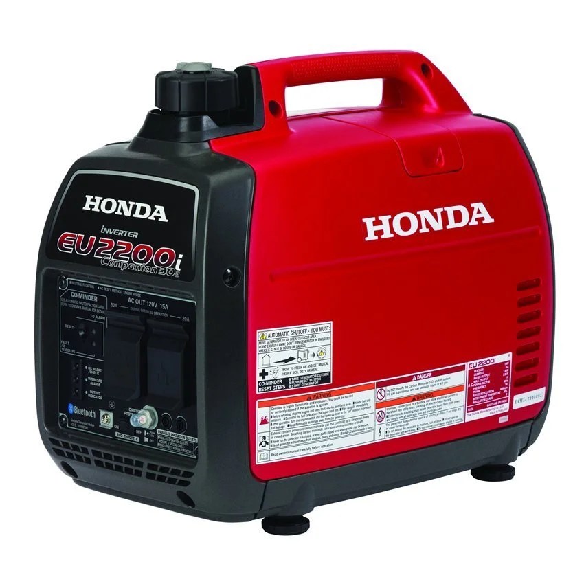 Honda EU2200i Companion inverter generator by Casavibeo, showing the left side with compact design and control panel.