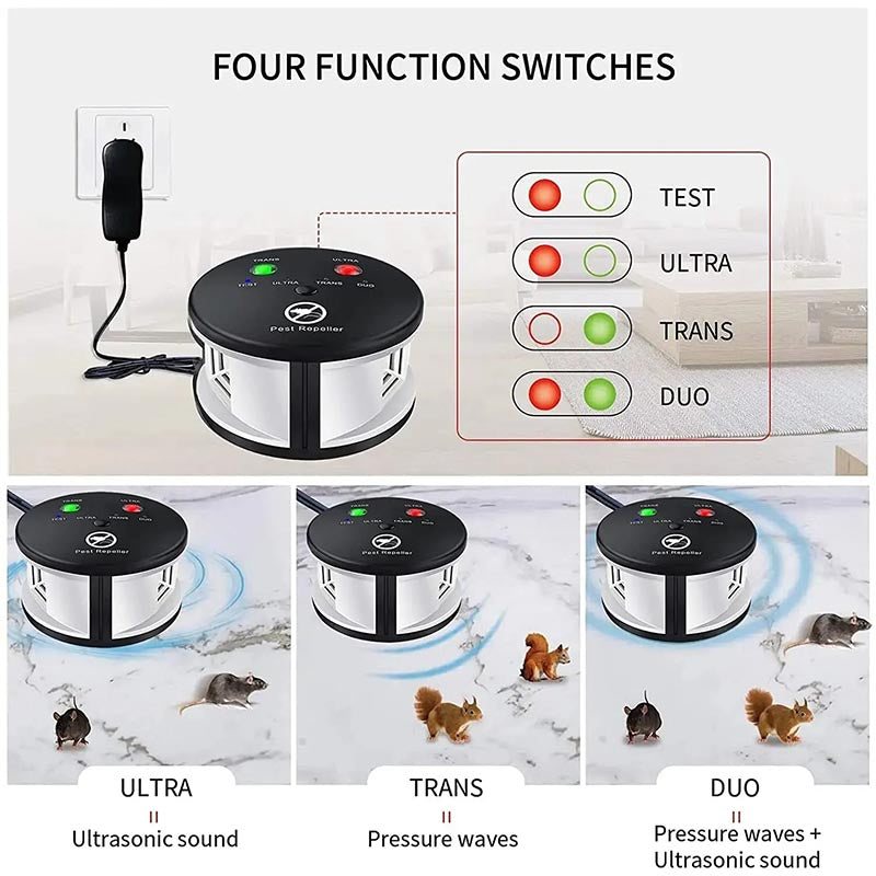 Belro ultrasonic electronic pest control device for mice, rats, and insects used outdoors in home and garden pest management.
