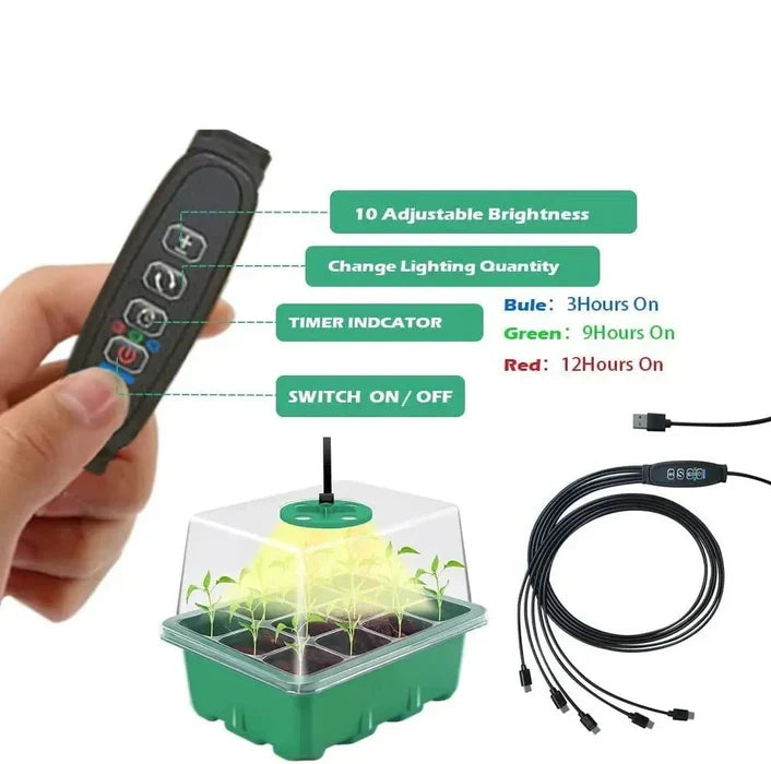 Belro nursery seed starter tray with grow light, household nursery pot for plant propagation and seedling growth in home and garden.