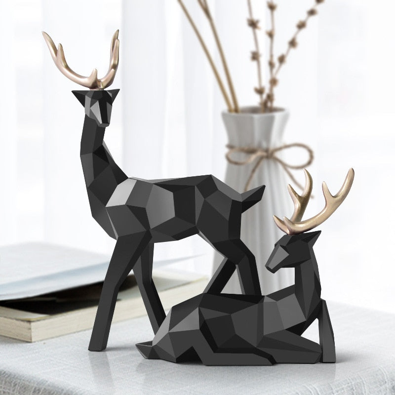 Belro stag figures sculpture, detailed decorative figurine for home and garden decor, showcasing a carved wooden stag sculpture.