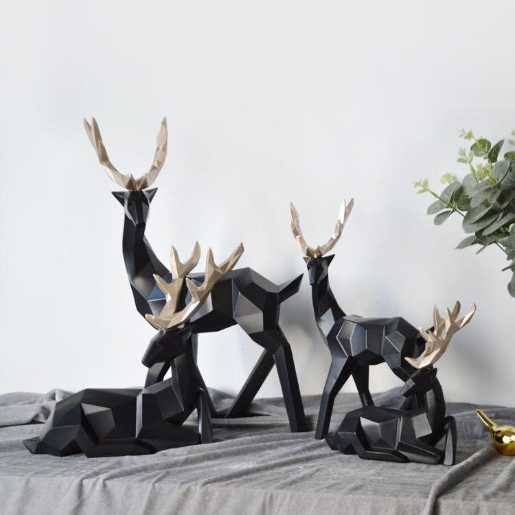 Belro stag figures sculpture, decorative home and garden figurine with detailed antlers and natural finish.