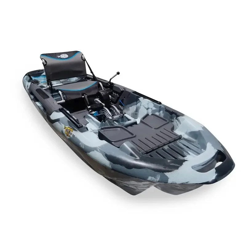Casavibeo 3 Waters Big Fish 108′ urban camo pro fish pedal drive with cathedral hull, designed for fishing boats