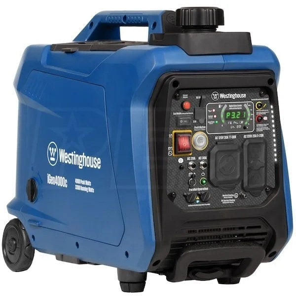 Casavibeo 4,000-Watt gas-powered portable inverter generator with recoil start and LED data center display, compact and durable design.