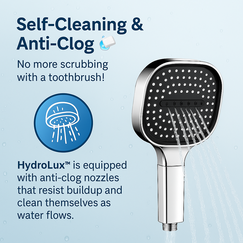 High-pressure BowLift shower head with Turbo Boost technology and water filtration, showing water spray and sleek design.