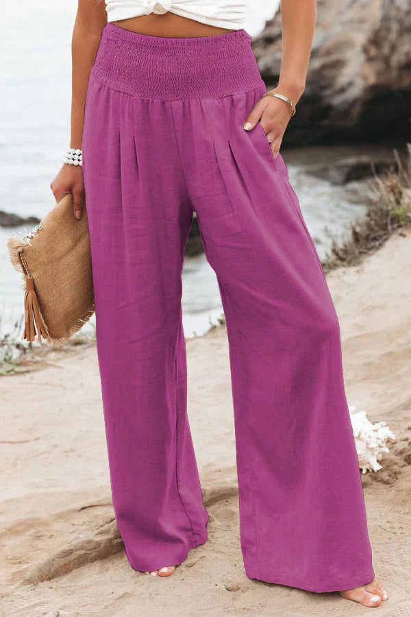 Belro cotton and linen pants featuring a relaxed fit, lightweight fabric, and neutral color, perfect for casual wear.