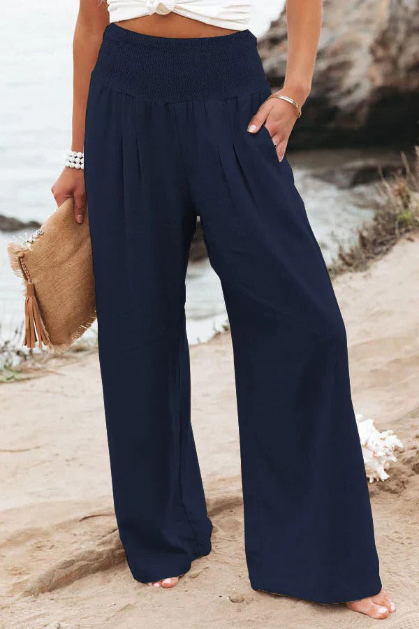 Belro cotton and linen pants featuring a relaxed fit and natural fabric texture, perfect for casual and comfortable style.