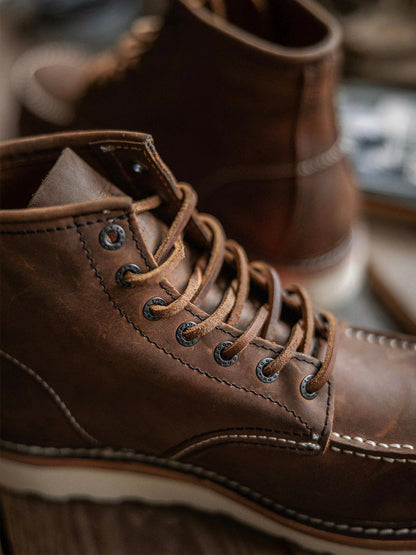 Belro men's full grain leather moccasin toe work boots, sturdy footwear with durable leather construction and rugged design.